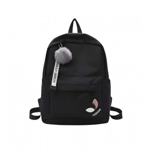 Generic Unisex PU Leather Solid Medium Zipper Backpack (Black)