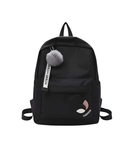 Generic Unisex PU Leather Solid Medium Zipper Backpack (Black)