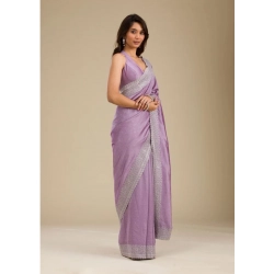 Women's Silk Embroidred Saree With Unstitched Blouse 5.5Mtr (Purple)