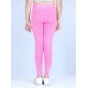 Generic Girl's Cotton Lycra Printed Elasticated Leggings (Pink)