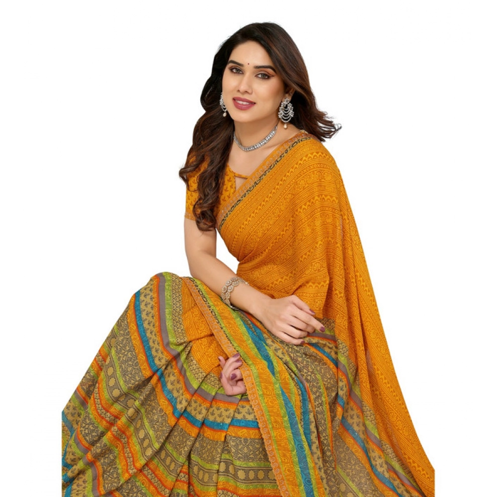 Generic Women's Georgette Printed Saree With Unstitched Blouse 5.5Mtr (Mustard) Generic Women's Georgette Printed Saree With Unstitched Blouse 5.5Mtr (Mustard)