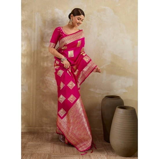 Generic Women's Silk Blend Printed Saree With Unstitched Blouse 5.5Mtr (Magenta) Generic Women's Silk Blend Printed Saree With Unstitched Blouse 5.5Mtr (Magenta)