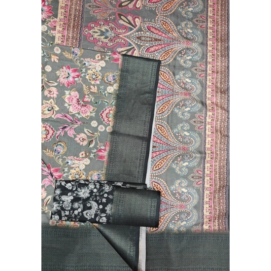 Generic Women's Cotton Silk Floral Printed Saree With Unstitched Blouse 5.5Mtr (Grey-Black) Generic Women's Cotton Silk Floral Printed Saree With Unstitched Blouse 5.5Mtr (Grey-Black)
