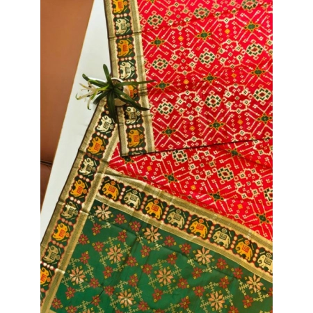 Generic Women's Patola Silk Meena And Zari Woven Saree With Unstitched Blouse 5.5Mtr (Red) Generic Women's Patola Silk Meena And Zari Woven Saree With Unstitched Blouse 5.5Mtr (Red)