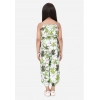 Generic Girl's Denim Embroidered Sleeveless Jumpsuit (White-Green) Generic Girl's Denim Embroidered Sleeveless Jumpsuit (White-Green)