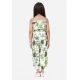 Generic Girl's Denim Embroidered Sleeveless Jumpsuit (White-Green)