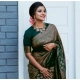 Generic Women's Litchi silk Printed Saree With Unstitched Blouse (Green)