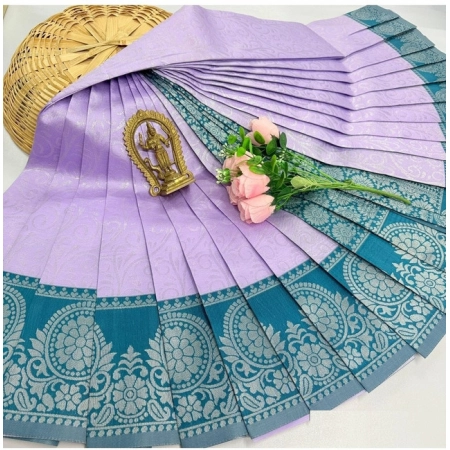 Generic Women's Soft Silk Printed Saree With Unstitched Blouse 5.5Mtr (Lavender)
