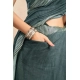 Generic Women's Faux Linen Floral Ready to wear Saree With Unstitched Blouse 5.5Mtr (Light_Teal)