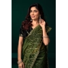 Generic Women's Net Sequence Saree With Unstitched Blouse 5.5Mtr (Light Green)