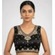 Generic Women's Silk Embroidered V-Neck Sleeveless Readymade Padded Blouse (Black, Size 38)