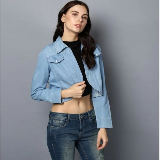 Generic Women's Denim Solid 3-4th Sleeves Shrug (Blue) Generic Women's Denim Solid 3-4th Sleeves Shrug (Blue)