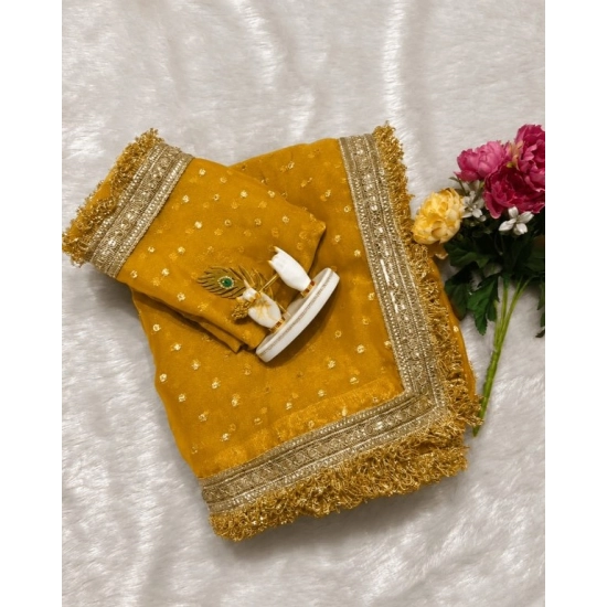Generic Women's Silk Embellished Saree With Unstitched Blouse 5.5Mtr (Yellow) Generic Women's Silk Embellished Saree With Unstitched Blouse 5.5Mtr (Yellow)