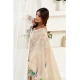 Generic Women's Linen Cotton Printed Ready To Wear Saree With Unstitched Blouse 5.5 Mtr (Light_Beige)