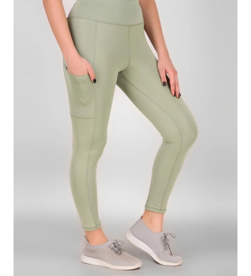 Generic Women's Polyester Solid Ankle length High Waisted Tights (Sea Green)