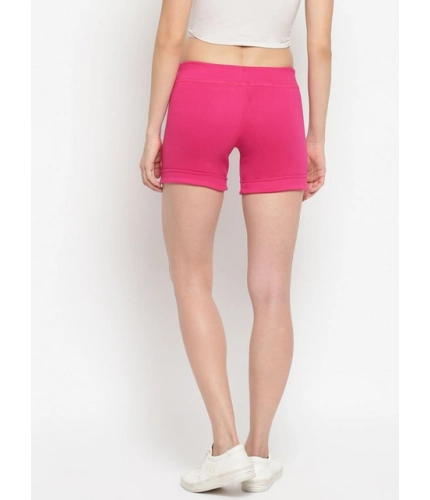 Generic Women's Cotton Solid Elasticated Shorts (Pink)