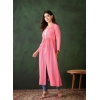 Generic Women's Chiffon Self Design Long Sleeves Shrug (Pink)