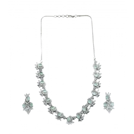 Generic Women's Brass Silver Plated Necklace set (Turquoise) Generic Women's Brass Silver Plated Necklace set (Turquoise)