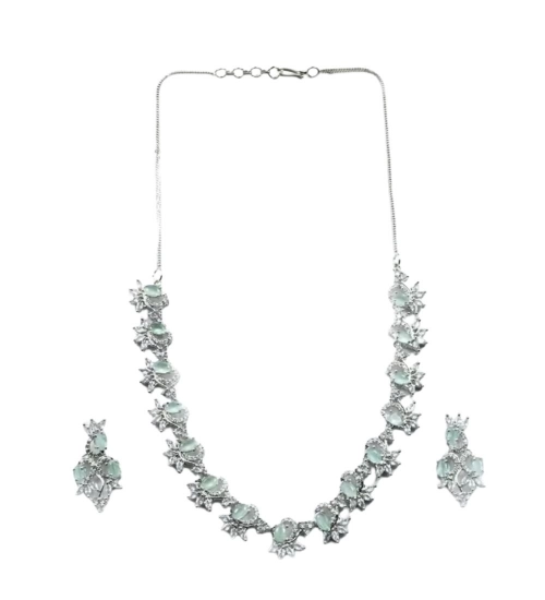 Generic Women's Brass Silver Plated Necklace set (Turquoise) Generic Women's Brass Silver Plated Necklace set (Turquoise)