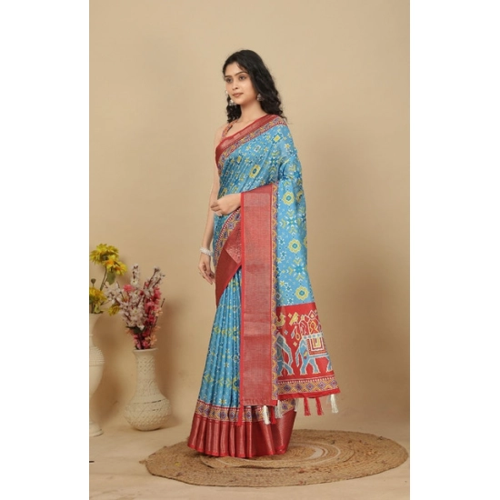 Generic Women's Cotton Silk Printed Saree With Unstitched Blouse 5.5Mtr (Rama) Generic Women's Cotton Silk Printed Saree With Unstitched Blouse 5.5Mtr (Rama)