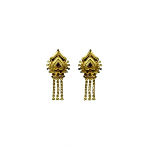 Generic Women's Pack of_2 Brass Gold-Plated Earrings (Gold)