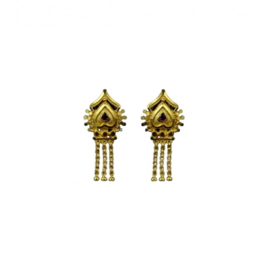 Generic Women's Pack of_2 Brass Gold-Plated Earrings (Gold)