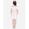 Generic Girl's Polyester Self Design Cold Shoulder Dress (Multicolor) Generic Girl's Polyester Self Design Cold Shoulder Dress (Multicolor)