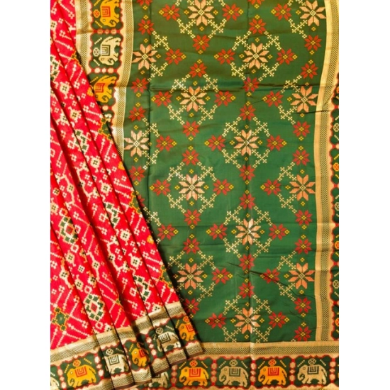 Generic Women's Patola Silk Meena And Zari Woven Saree With Unstitched Blouse 5.5Mtr (Red) Generic Women's Patola Silk Meena And Zari Woven Saree With Unstitched Blouse 5.5Mtr (Red)