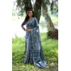 Generic Women's Faux_Tussar_Silk Abstract_Print Saree With Unstitched Blouse 5.5Mtr (Blue)