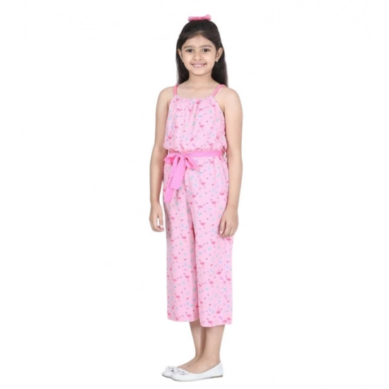 Generic Girl's Rayon Flamingo Print Sleeveless Jumpsuit (Pink) Generic Girl's Rayon Flamingo Print Sleeveless Jumpsuit (Pink)