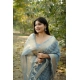 Generic Women's Silk_Blend Checked Saree With Unstitched Blouse 5.5Mtr (Sky_Blue)