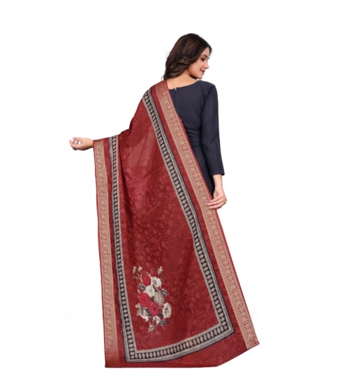 Generic Women's chanderi silk  Printed Dupatta (Maroon, Length: 2 Mtr)