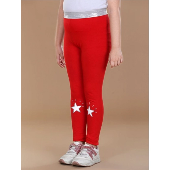Generic Girl's Cotton Lycra Star Print Elasticated Leggings (Red) Generic Girl's Cotton Lycra Star Print Elasticated Leggings (Red)