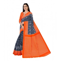 Generic Women's Soft Pure Cotton Printed Saree With Unstitched Blouse 5.5Mtr (Grey)