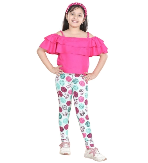 Generic Girl's Cotton Floral Elasticated Jegging and Top (Pink) Generic Girl's Cotton Floral Elasticated Jegging and Top (Pink)