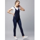 Generic Women's Denim Lycra Solid Buttoned Dungaree (Navy) Generic Women's Denim Lycra Solid Buttoned Dungaree (Navy)