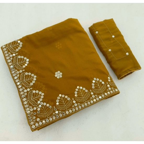 Generic Women's Georgette Embellished Saree With Unstitched Blouse 5.5Mtr (Mustard-Yellow) Generic Women's Georgette Embellished Saree With Unstitched Blouse 5.5Mtr (Mustard-Yellow)