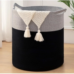 Generic Cotton 12x14 Inch-1 Pcs Storage Basket For Clothes With Out Lid (Gray-Black)