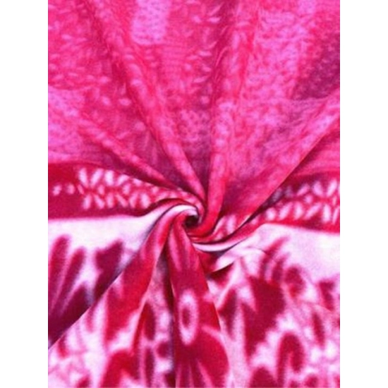 Generic Fleece Floral Printed Double Polar Warm Bedsheet with 2 Pillow Cover (Pink)