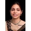 Generic Women's Brass Silver Plated Necklace set (Green)