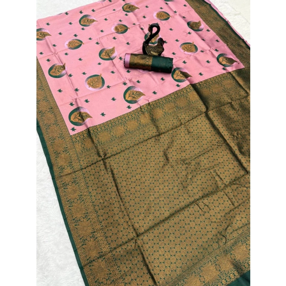 Generic Women's Banarasi Silk Jacquard Work Saree With Unstitched Blouse 5.5Mtr (Light Pink) Generic Women's Banarasi Silk Jacquard Work Saree With Unstitched Blouse 5.5Mtr (Light Pink)