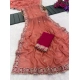 Generic Women's Star Georgette Embroidered Saree With Unstitched Blouse 5.5Mtr (Orange)