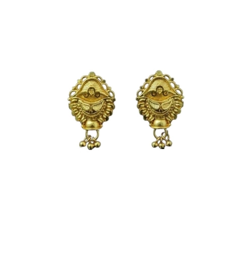 Generic Women's Pack of_2 Brass Gold-Plated Earrings (Gold)