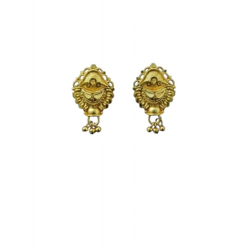 Generic Women's Pack of_2 Brass Gold-Plated Earrings (Gold)