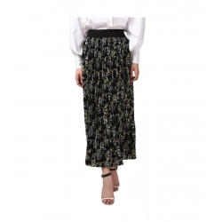 Generic Women's Georgette Chain Print Elasticated Skirt (Black-Cream)