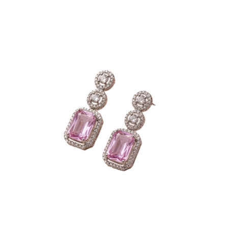 Generic Women's Brass Silver Plated Drop Earrings (Pink) Generic Women's Brass Silver Plated Drop Earrings (Pink)