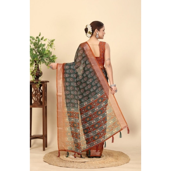 Generic Women's Cotton Silk Printed Saree With Unstitched Blouse 5.5Mtr (Multicolor) Generic Women's Cotton Silk Printed Saree With Unstitched Blouse 5.5Mtr (Multicolor)