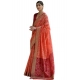 Generic Women's Silk_Blend Ethnic Ikat Pattern Saree With Unstitched Blouse 5.5Mtr (Orange)