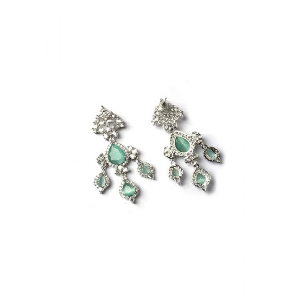 Generic Women's Brass Silver Plated Drop Earrings (Turquoise) Generic Women's Brass Silver Plated Drop Earrings (Turquoise)