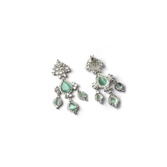 Generic Women's Brass Silver Plated Drop Earrings (Turquoise) Generic Women's Brass Silver Plated Drop Earrings (Turquoise)